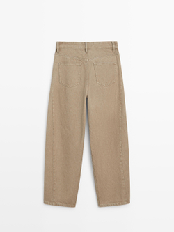 Massimo Dutti Джинсы-баллоны со средней посадкой, песочный