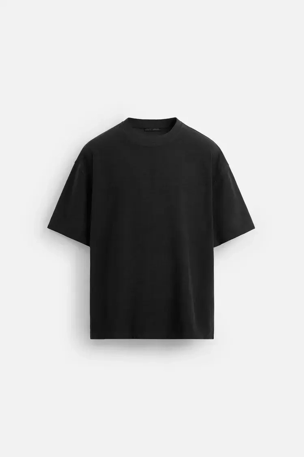 ZARA ФУТБОЛКА BOXY FIT HEAVYWEIGHT, ЧЕРНЫЙ