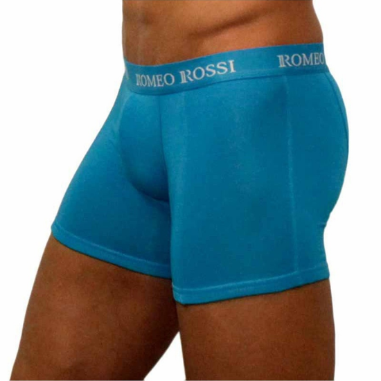Мужские трусы боксеры удлиненные c резинкой Romeo Rossi голубые RR7001-10