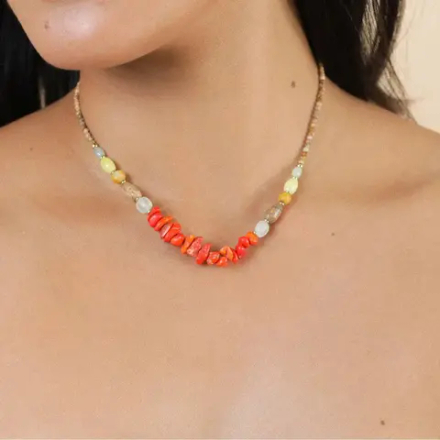 Колье Nature Bijoux, Tivoli, с жадеитом, говлитом, яшмой и тигровым глазом, NB25.2-15-43521 (оранжев