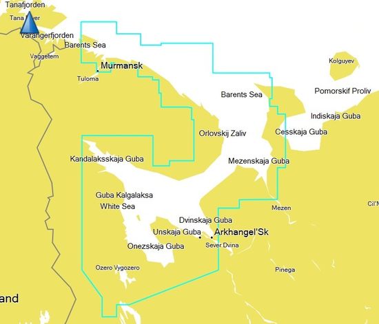 Карта глубин Garmin hxeu068R BlueChart G3 Белое море, Баренцево море