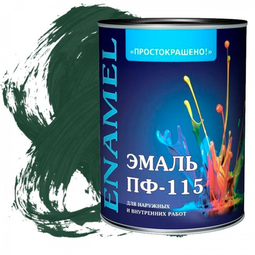 Эмаль ПФ-115 "Простокрашено" темно-зеленая 0,9 кг