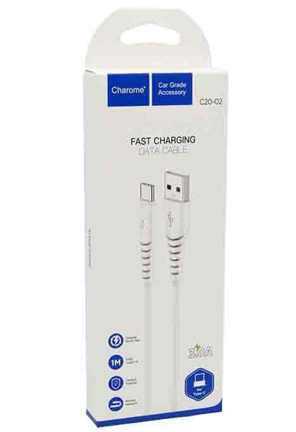 Кабель USB - TypeC CHAROME C20-02 (белый) 1м