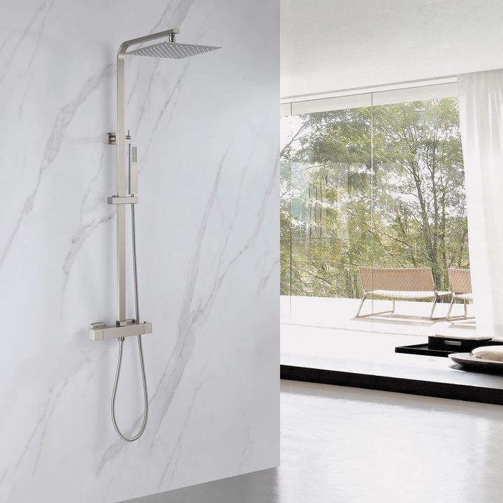 Душевая стойка ABBER Daheim AF8260SPL с термостатом без излива, сатин