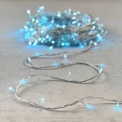 Светодиодная гирлянда с возможностью динамики 20 м., 200 небесно-голубых LED ламп, 24V., прозрачный силиконовый провод, IP65, Beauty Led (EST200-3W10-1SB)