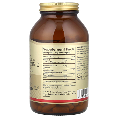 Solgar, Ester-C®, добавка с витамином C, 500 мг, 250 растительных капсул