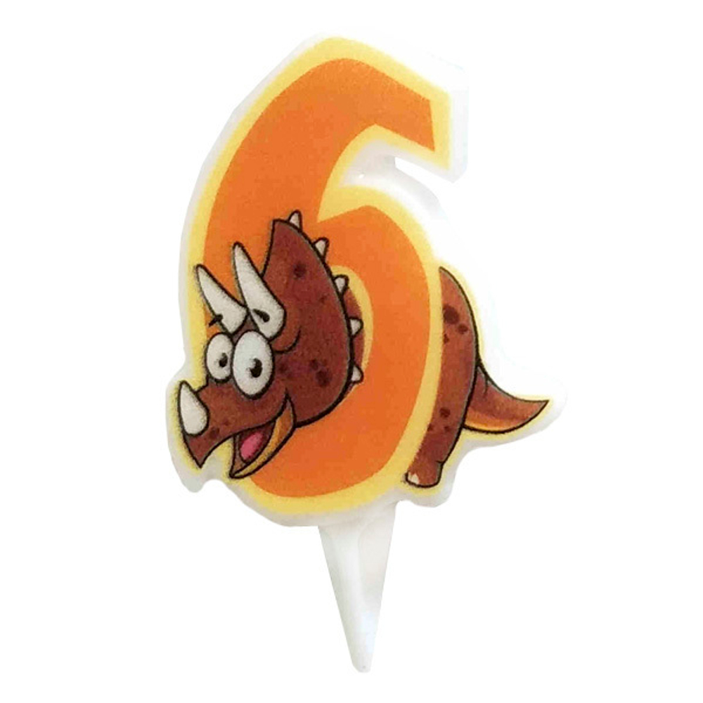 РАСПРОДАЖА Свеча-Цифра Динозавр "6" 5 см.