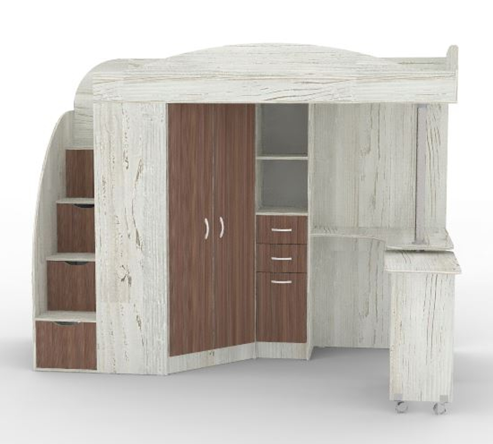 Кровать-чердак КарИВи Юниор 4 Винтерберг Бодего Темный