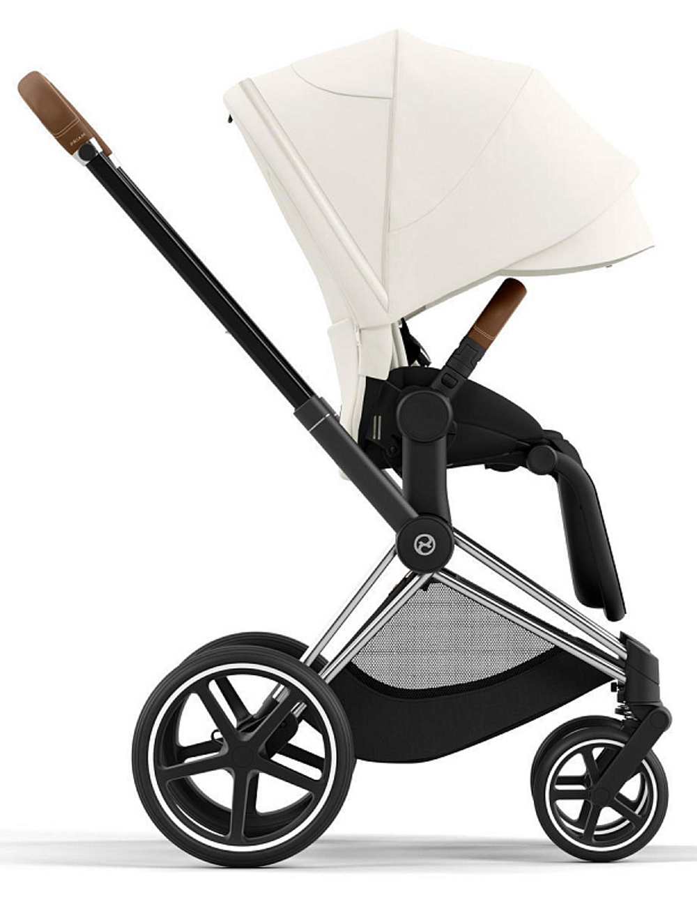 Коляска 3 в 1 Cybex Priam IV Chrome Brown complete и автокресло Aton S2 i-Size Ocean Blue Off White