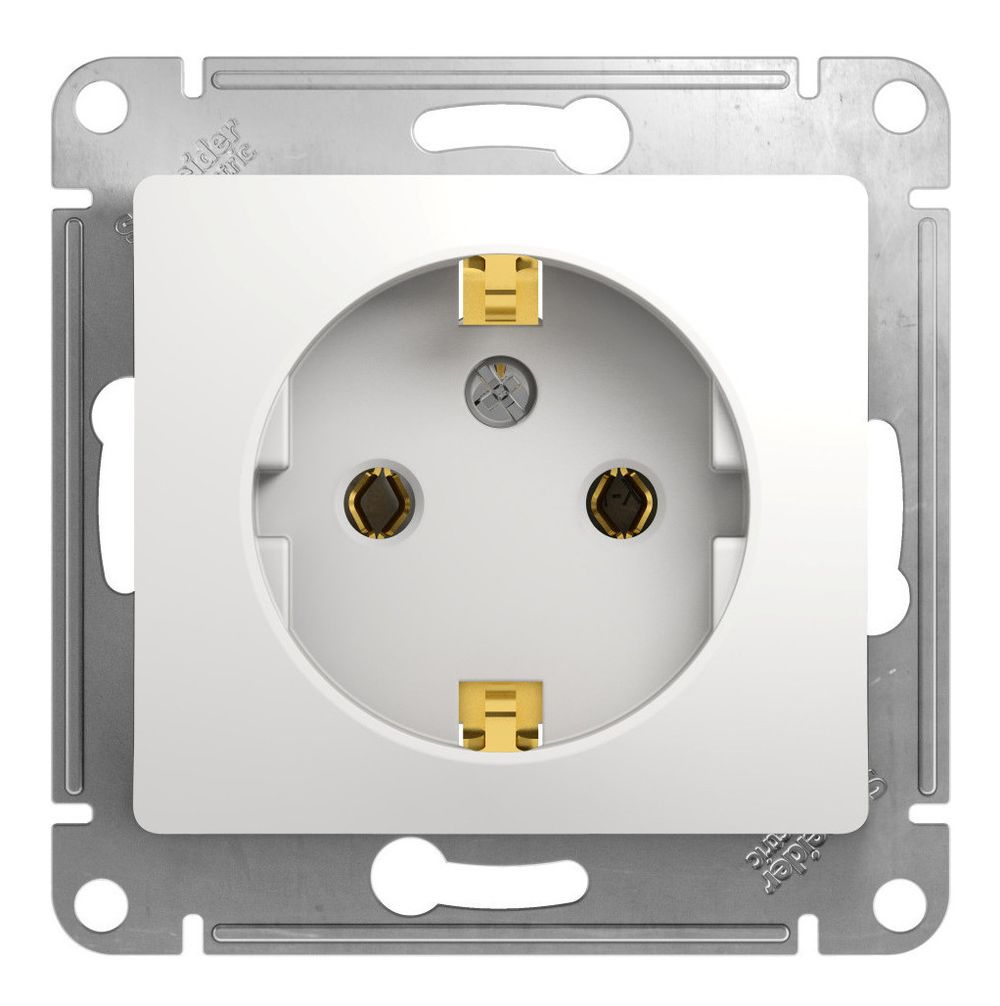 Schneider Electric Glossa Белый Розетка с заземляющими контактами механизм IP20 скрытая установка GSL000143