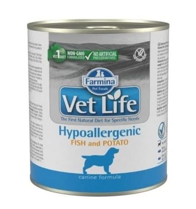 Влажный диетический корм Farmina Vet Life Dog Hypoallergenic для собак с рыбой и картофелем 300г