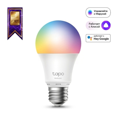 TP-Link Tapo L530E Умная многоцветная Wi-Fi лампа, E27, 806 лм, 8,7 Вт, 2500–6500 К, Wi-Fi 2,4 ГГц