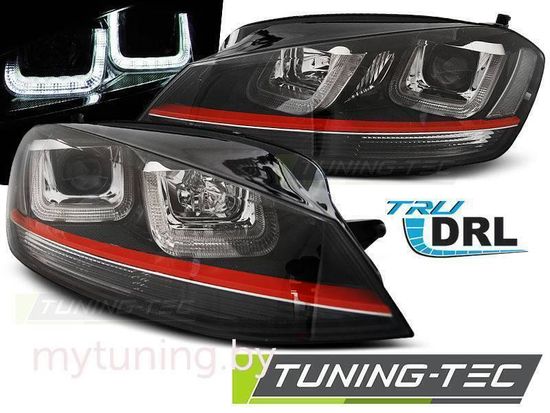 Передние фары u-type black with red line GTI look для VW Golf MK7