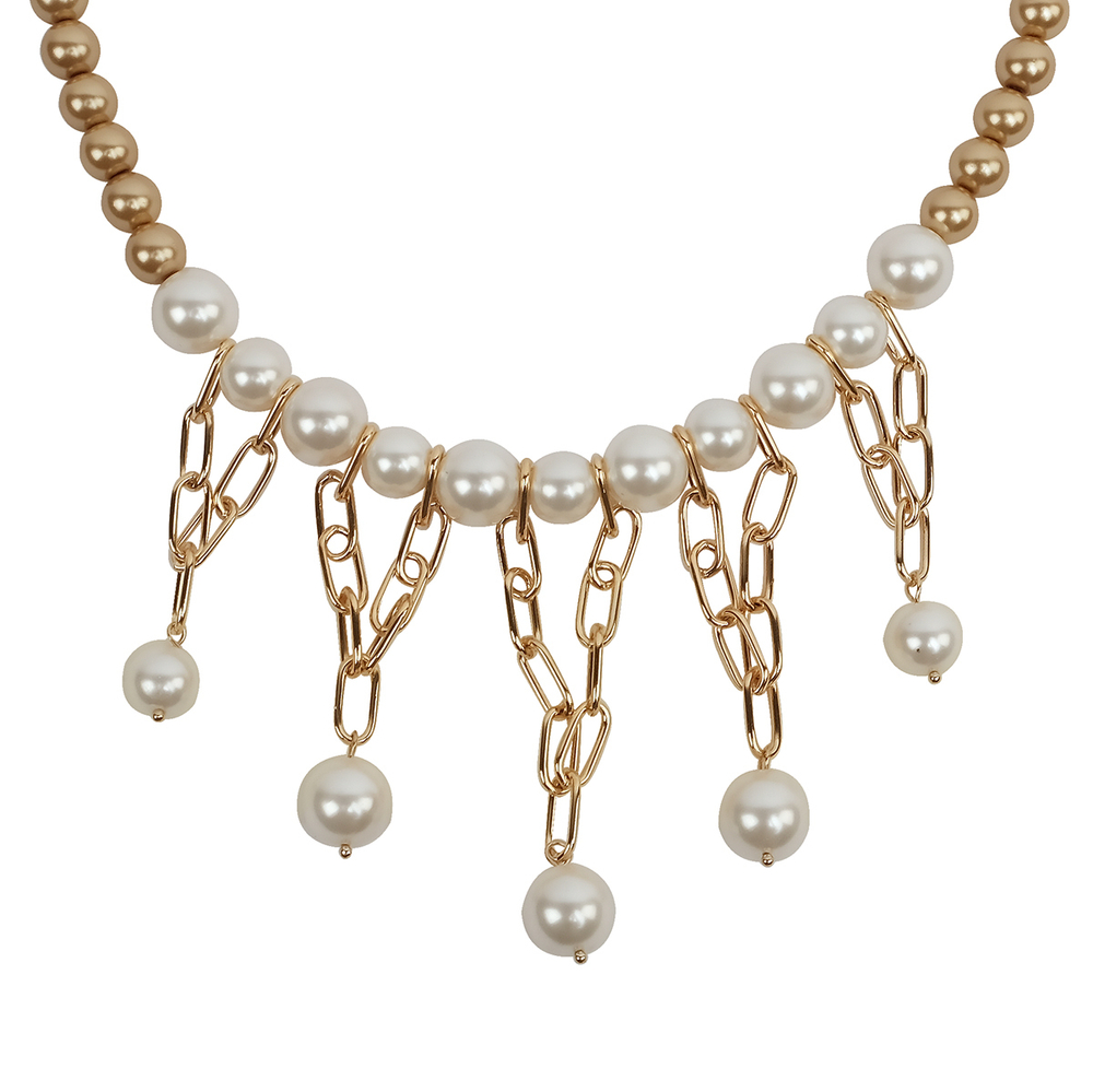 "Каранта" колье в золотом покрытии из коллекции "Жемчужная" от Jenavi с замком карабин