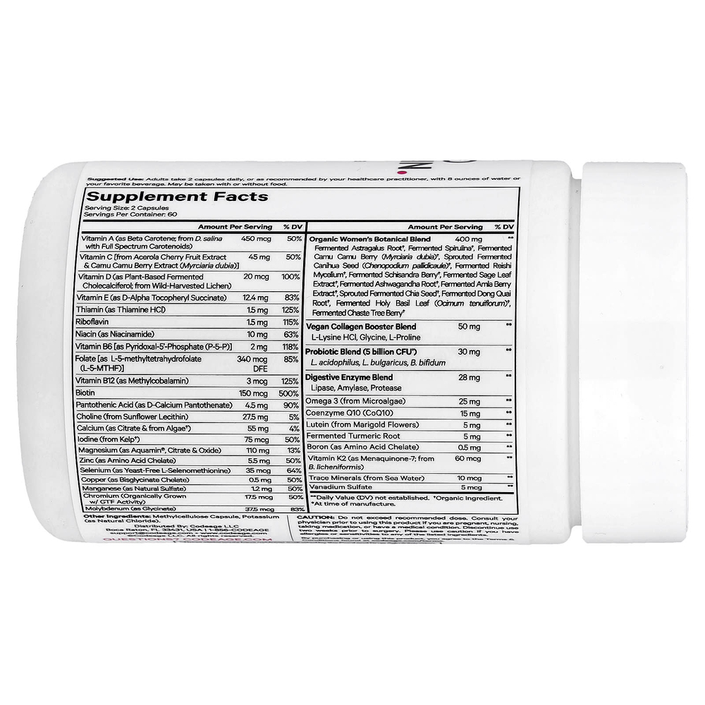 Codeage, ферментированные мультивитамины для женщин, 120 растительных капсул
