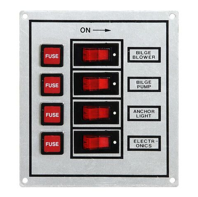 Панель выключателей для судна с предохранителями, 4 клавиши, белая (10235923)