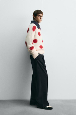 ZARA HARRY LAMBERT X DISNEY СВИТЕР В ГОРОШЕК, ЭКРЮ