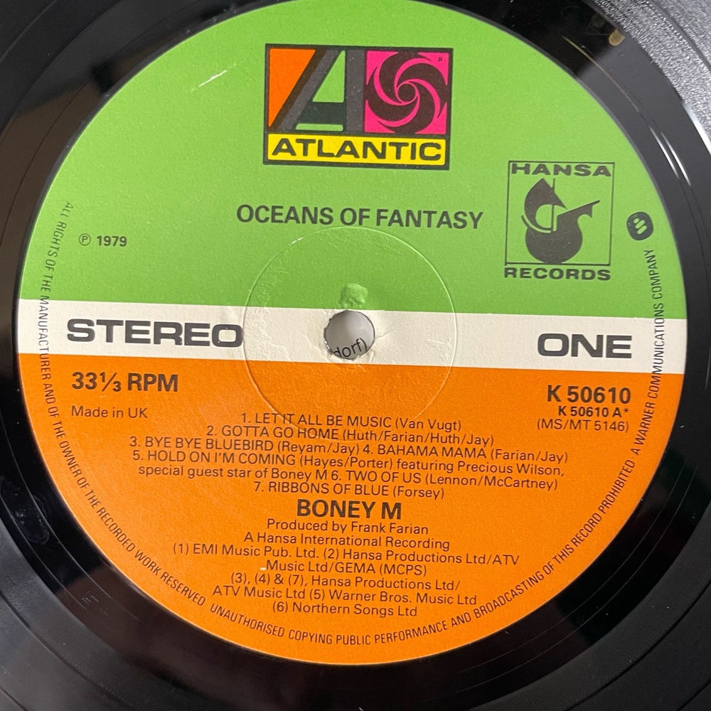 Винтажная виниловая пластинка LP Boney M. Бони М, Oceans Of Fantasy (Англия 1978)