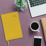 Ежедневник датированный 2025 А5 138x213 мм BRAUBERG "Rainbow", под кожу, желтый, 115806