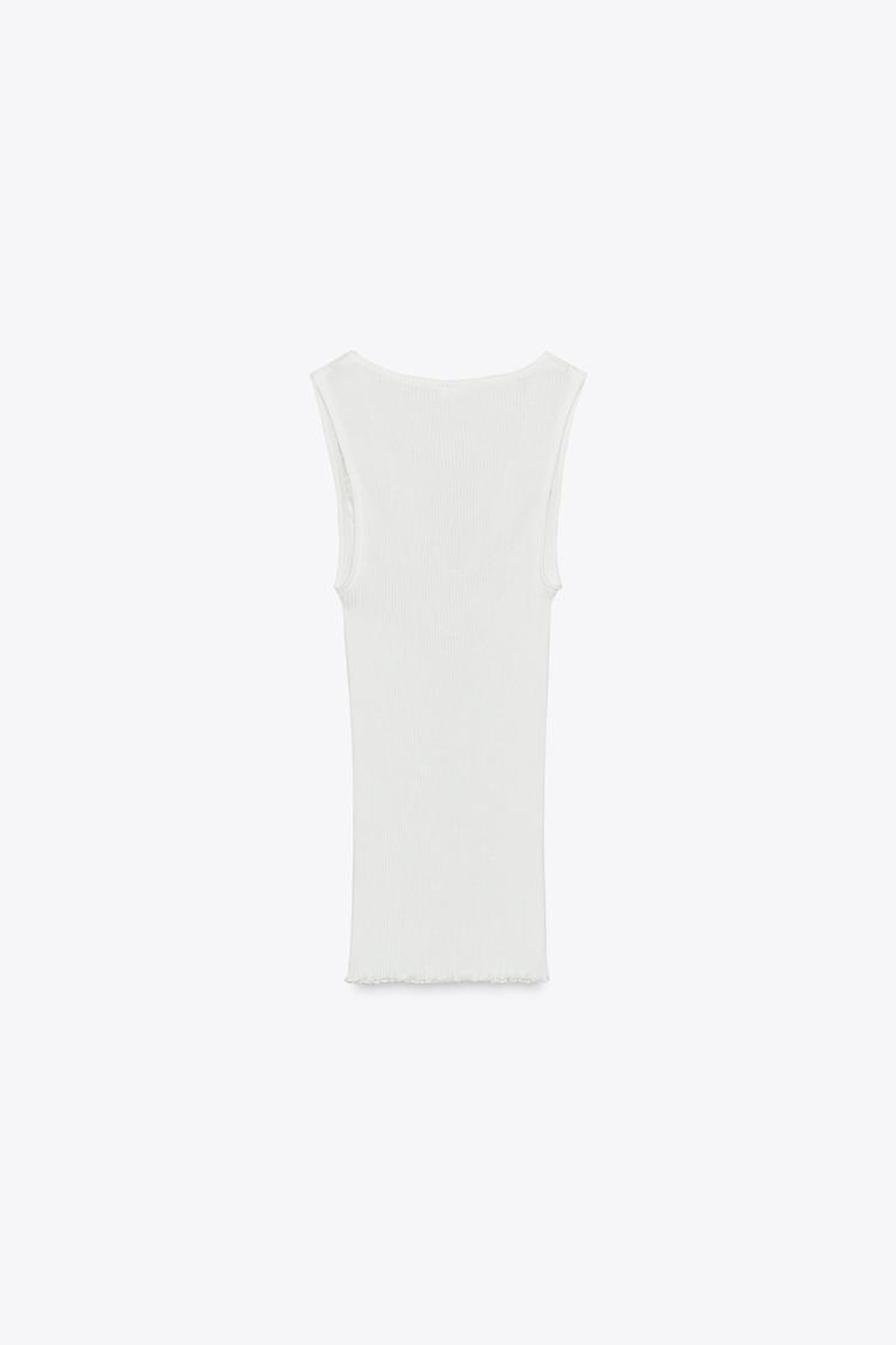 ZARA ФУТБОЛКА В РУБЧИК С КРУЖЕВОМ, ЖЕЛТОВАТО-БЕЛЫЙ