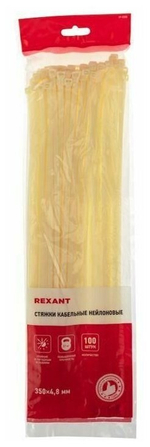 ХОМУТ REXANT НЕЙЛОНОВАЯ 350X4,8ММ БЕЛАЯ (100 ШТ/УП) 07-0350