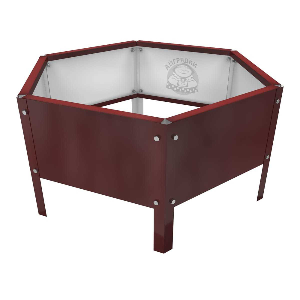 Клумба многоугольная оцинкованная с ножками 1 ярус RAL 3011 Красно-коричневый