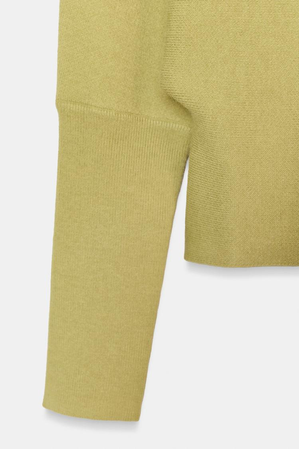 ZARA ТРИКОТАЖНЫЙ СВИТЕР С V-ОБРАЗНЫМ ВЫРЕЗОМ, СВЕТЛО-ЗЕЛЕНЫЙ