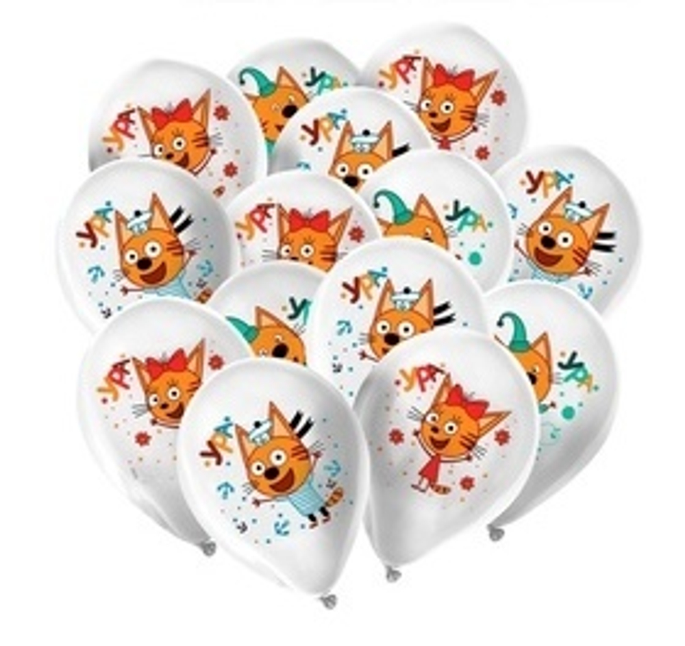 Шар воздушный 12" 3 кота 1 шт, надут гелием