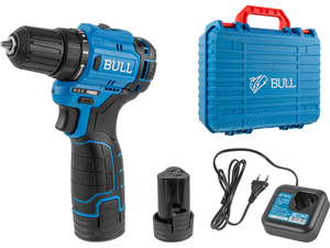 Шуруповерт BULL SR 1203 в кейсе. Бесщеточный двигатель, 37 Н*м (в комплекте 2 АКБ 12В*2 А*ч + зарядка)