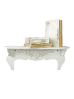 Полка  "Комодик" серая с лепниной и белой патиной, 50х15см.