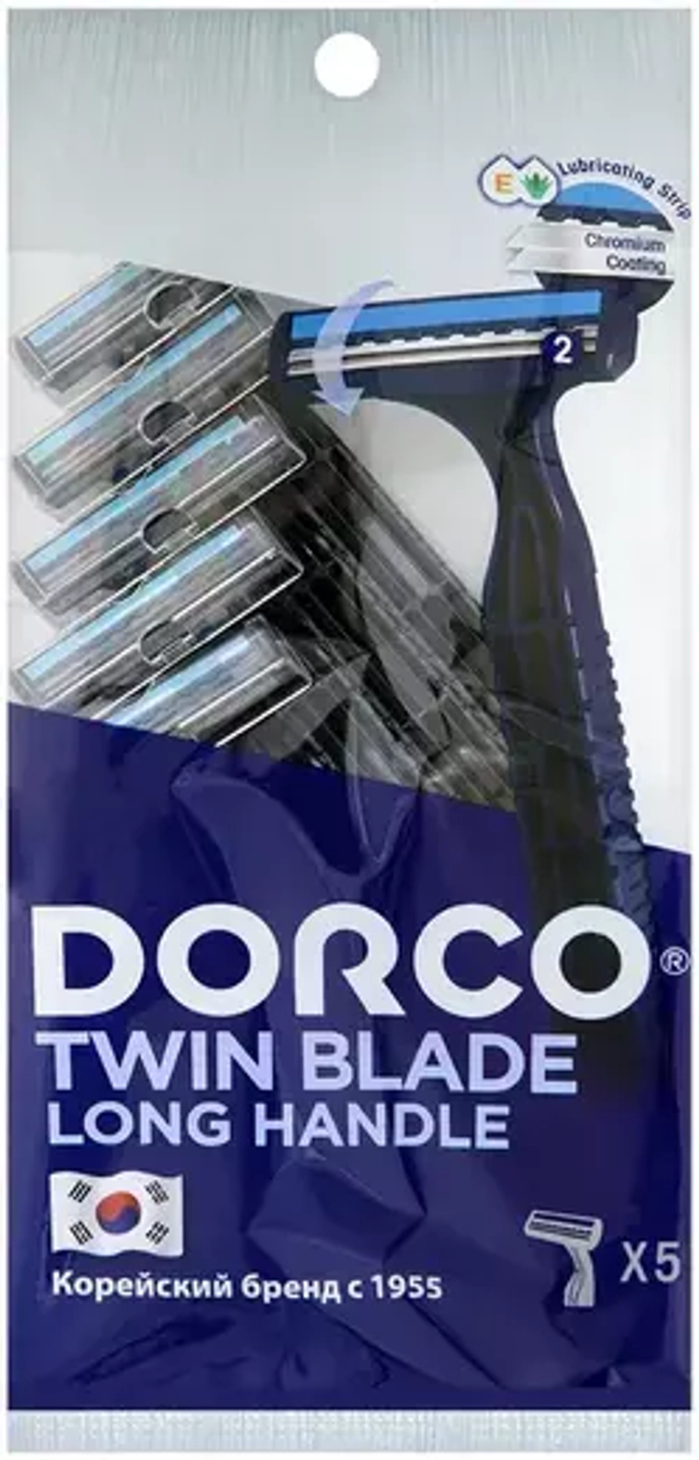 "DORCO" TWIN BLADE Станок для бритья одноразовый с плавающей головкой (5шт)