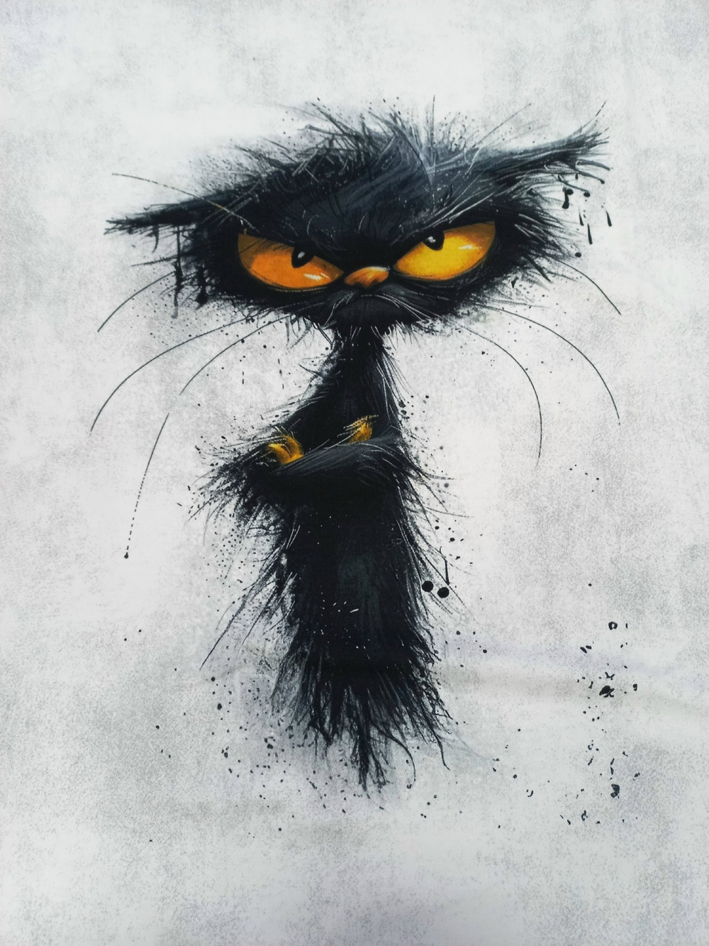 Кулирка с лайкрой Купон Чернильный кот 80см