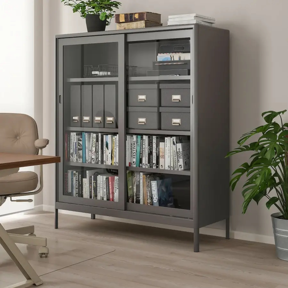 Офисный шкаф - IKEA IDÅSEN/IDASEN, темно-серый, 120х45х140 см, ИДОСЕН ИКЕА