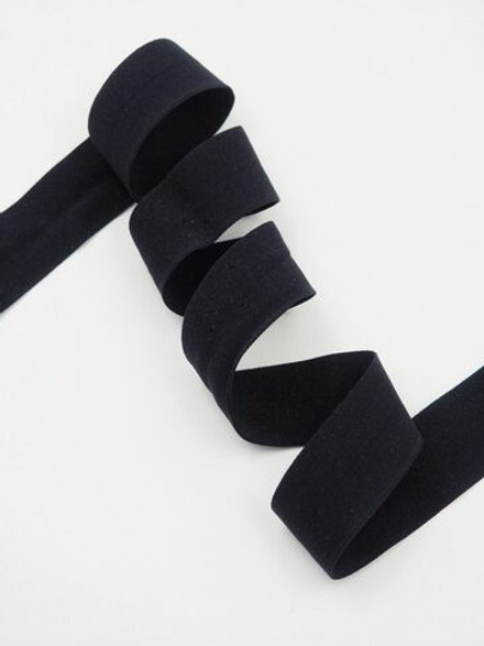 Бейка эластичная черная матовая ширина 25 мм