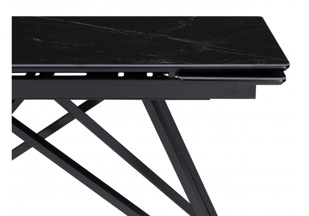 Керамический стол Woodville Вилсон 140(200)х80 черный мрамор shakespeare black, черный, ножки черные