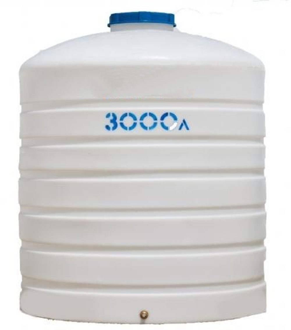Ёмкость пластиковая пищевая АКПОЛ Н 3000 л. вертикальная (150x150x180см;65кг;белый) - арт.555053