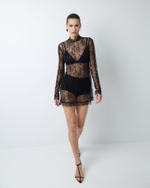 Топ из тонкого кружева черный