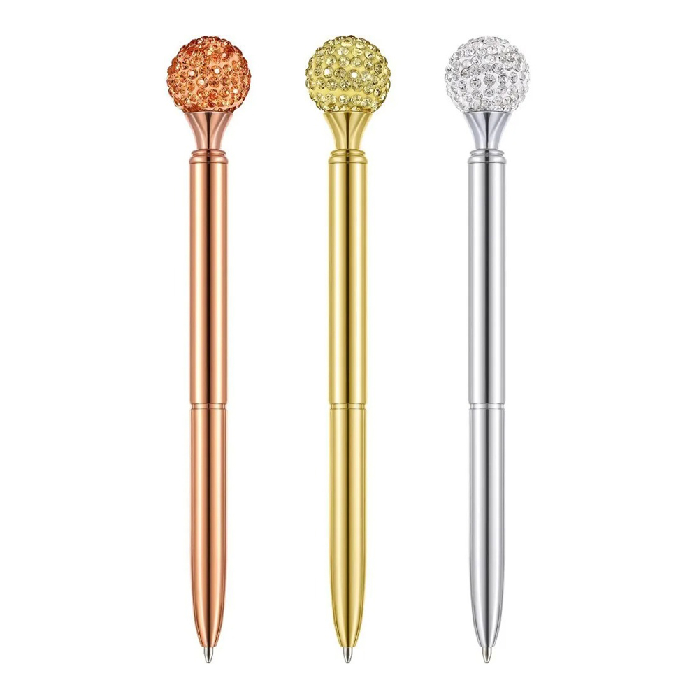 Ручка шариковая, автоматическая, Basir, синие чернила, металлическая, с поворотным механизмом, цветной корпус, с фигуркой - шар в стразах