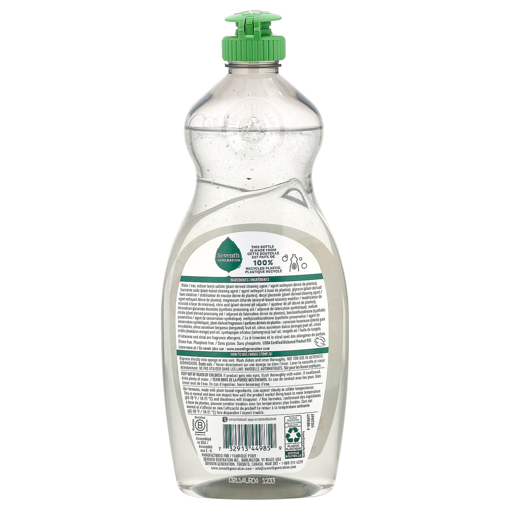 Seventh Generation, Dish Liquid, цедра клементина и лемонграсс, 561 мл (19 жидк. унц.)