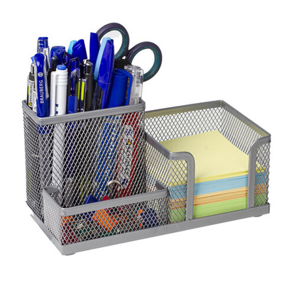 Подставка-органайзер BRAUBERG «Germanium», металлическая, 3 секции, 102*186*95 мм, серебристая.