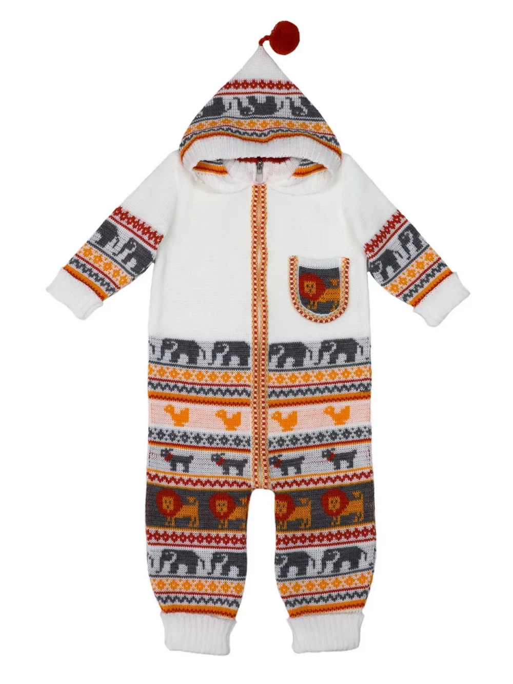 Вязаный комбинезон для новорожденных и малышей на молнии