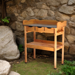 Садовый стол с цинковой столешницей и выдвижными ящиками для пересадки растений и цветов