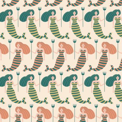 Милые русалочки с трезубцем