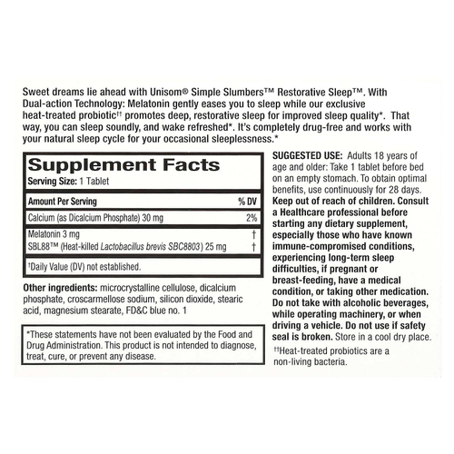 Unisom, Simple Slumber, восстанавливающий сон, 30 таблеток двойного действия