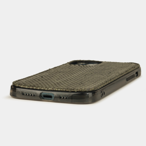 Накладка для iPhone 12/12Pro из кожи питона, зеленого цвета
