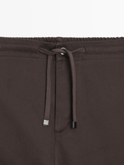 Massimo Dutti Брюки-джоггеры из смесовой хлопковой ткани, бордовый