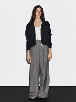 Massimo Dutti Кардиган с застежкой-молнией, темно-синий