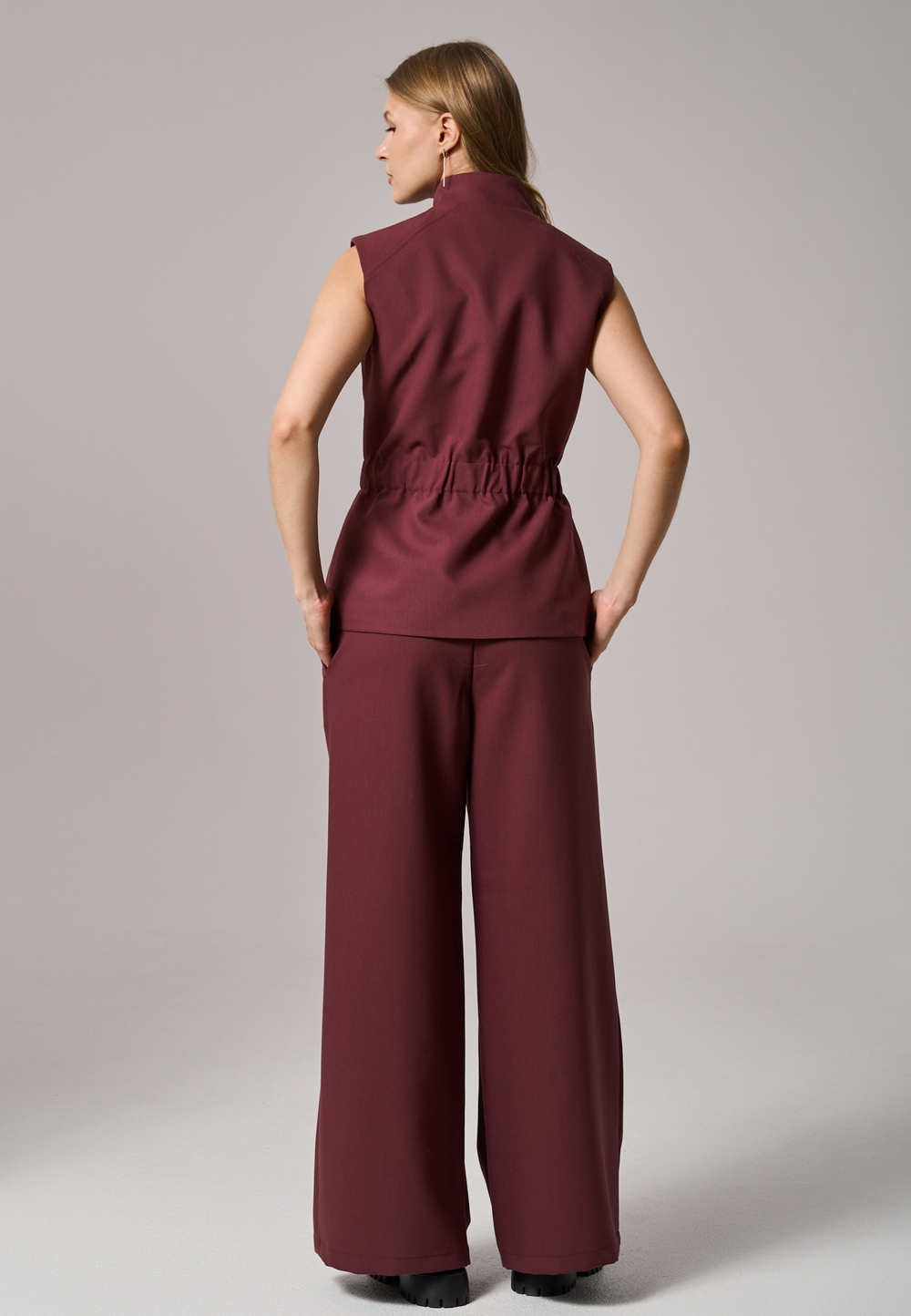 Брюки палаццо бордовые