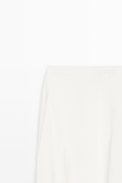 Massimo Dutti Струящаяся расклешенная юбка миди, белый