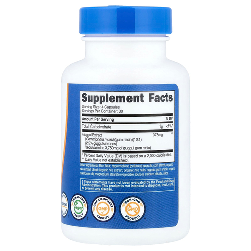 Nutricost, экстракт гуггула, 120 капсул (93,75 мг в 1 капсуле)